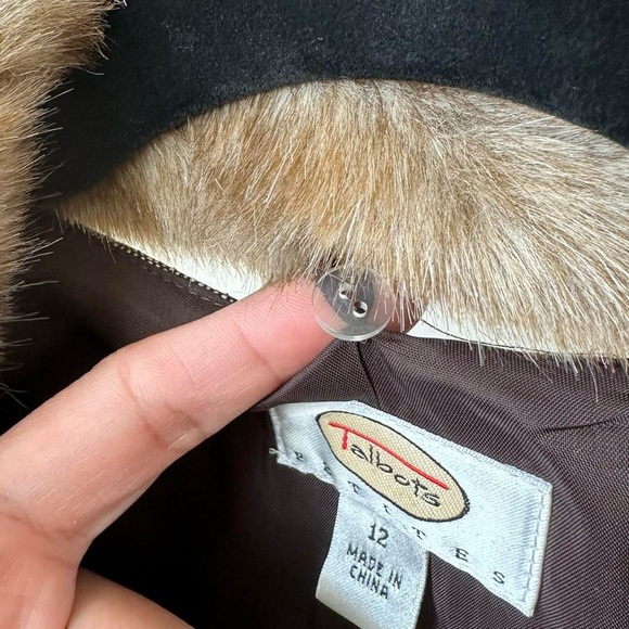 Vintage Sophisticated Brown Tweed Blazer Jacket  Faux Fur Trimmed Collar-12 P - Picture 8 of 9